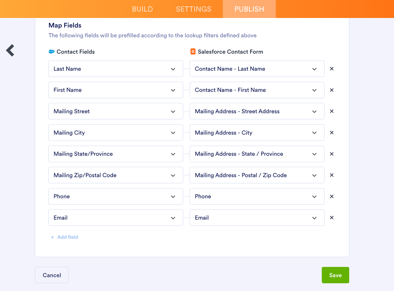 Filed mapping in Jotform